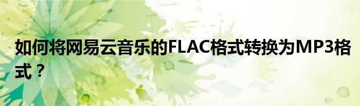 如何将网易云音乐的FLAC格式转换为MP3格式？