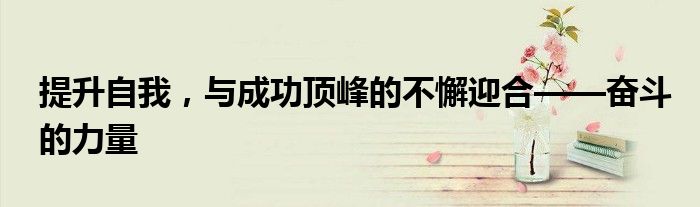 提升自我，与成功顶峰的不懈迎合——奋斗的力量