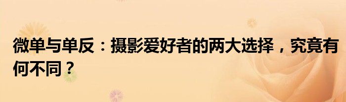 微单与单反：摄影爱好者的两大选择，究竟有何不同？
