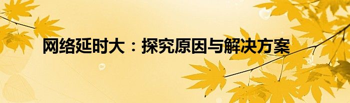 网络延时大：探究原因与解决方案