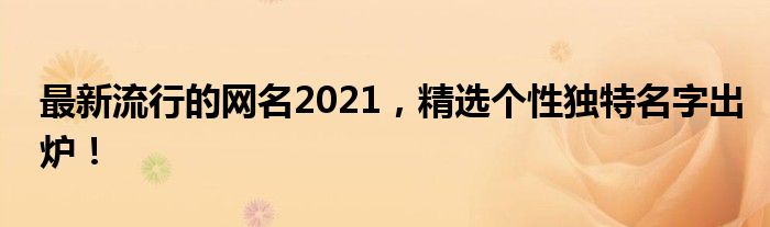 最新流行的网名2021，精选个性独特名字出炉！