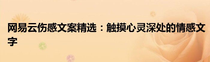 网易云伤感文案精选：触摸心灵深处的情感文字