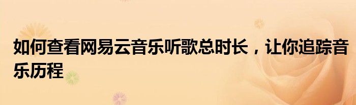 如何查看网易云音乐听歌总时长，让你追踪音乐历程