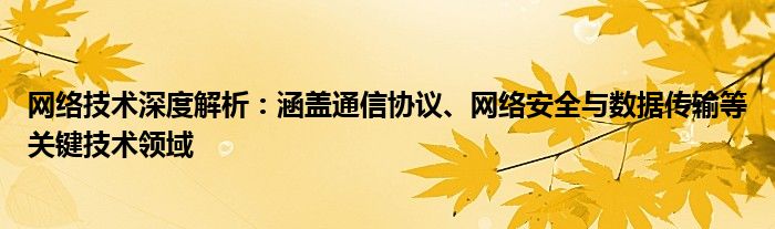 网络技术深度解析：涵盖通信协议、网络安全与数据传输等关键技术领域