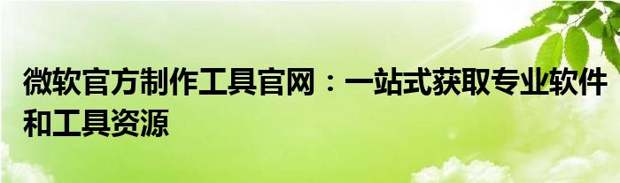 微软官方制作工具官网：一站式获取专业软件和工具资源