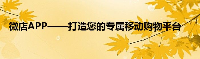 微店APP——打造您的专属移动购物平台