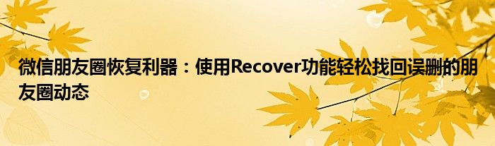 微信朋友圈恢复利器：使用Recover功能轻松找回误删的朋友圈动态