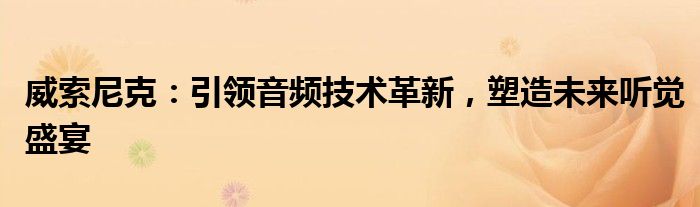 威索尼克：引领音频技术革新，塑造未来听觉盛宴