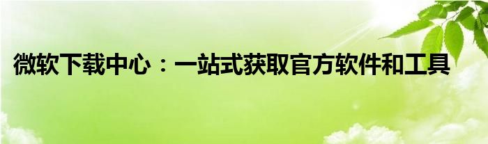 微软下载中心：一站式获取官方软件和工具