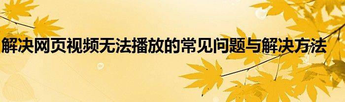 解决网页视频无法播放的常见问题与解决方法