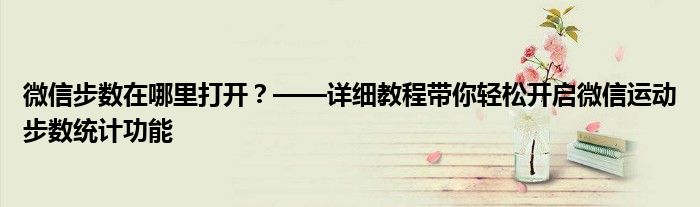 微信步数在哪里打开？——详细教程带你轻松开启微信运动步数统计功能