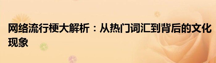 网络流行梗大解析：从热门词汇到背后的文化现象
