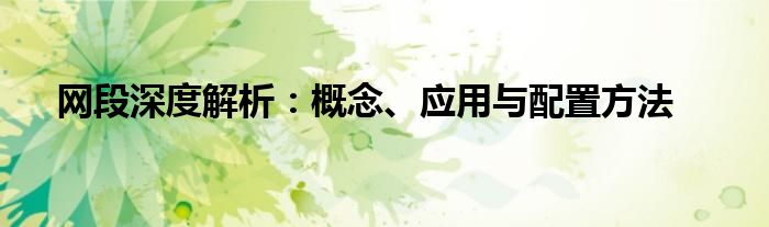 网段深度解析：概念、应用与配置方法