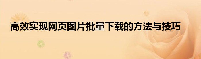 高效实现网页图片批量下载的方法与技巧
