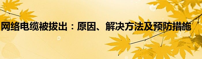 网络电缆被拔出：原因、解决方法及预防措施