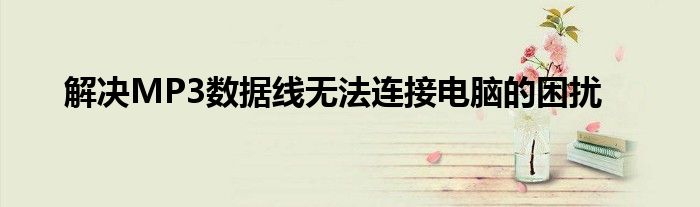 解决MP3数据线无法连接电脑的困扰