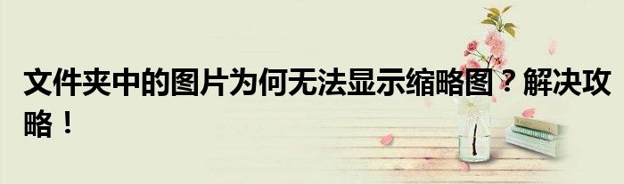 文件夹中的图片为何无法显示缩略图？解决攻略！