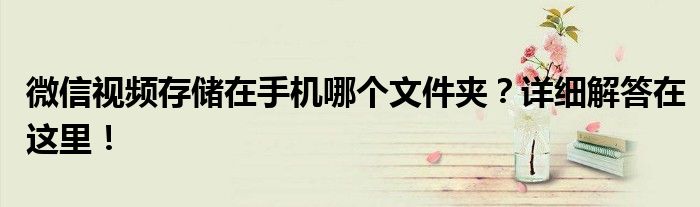 微信视频存储在手机哪个文件夹？详细解答在这里！