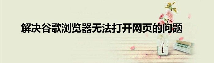 解决谷歌浏览器无法打开网页的问题