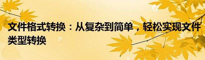 文件格式转换：从复杂到简单，轻松实现文件类型转换