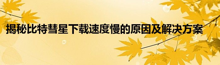 揭秘比特彗星下载速度慢的原因及解决方案