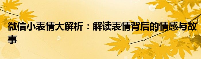 微信小表情大解析：解读表情背后的情感与故事