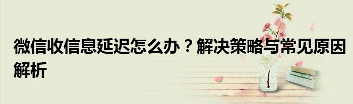 微信收信息延迟怎么办？解决策略与常见原因解析