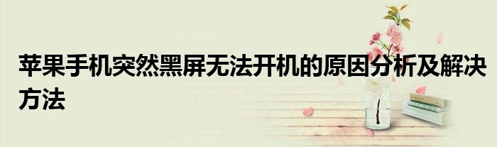 苹果手机突然黑屏无法开机的原因分析及解决方法