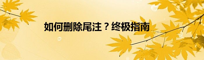 如何删除尾注？终极指南