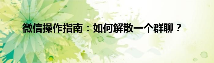 微信操作指南：如何解散一个群聊？