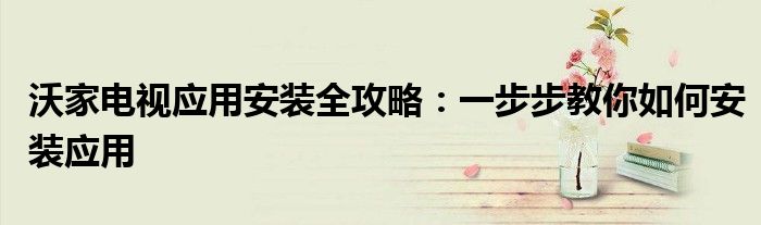 沃家电视应用安装全攻略：一步步教你如何安装应用