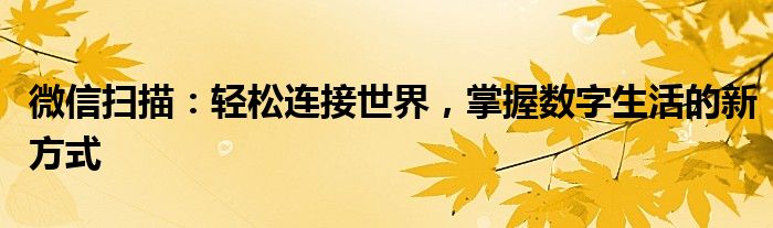 微信扫描：轻松连接世界，掌握数字生活的新方式