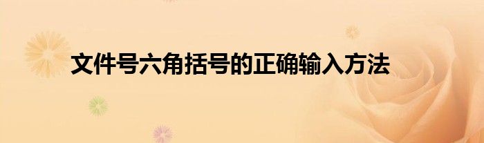 文件号六角括号的正确输入方法