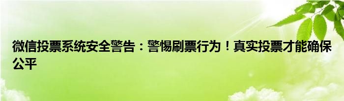 微信投票系统安全警告：警惕刷票行为！真实投票才能确保公平