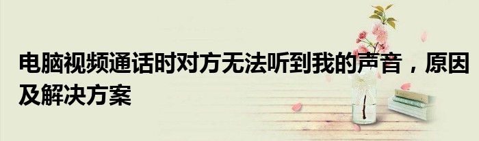 电脑视频通话时对方无法听到我的声音，原因及解决方案