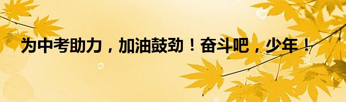 为中考助力，加油鼓劲！奋斗吧，少年！