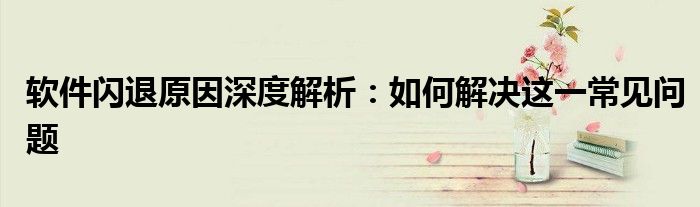 软件闪退原因深度解析：如何解决这一常见问题
