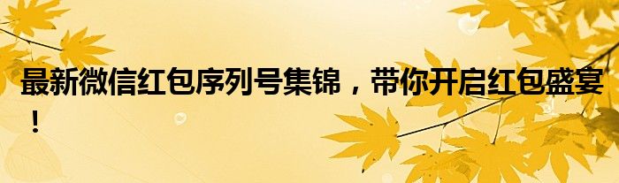 最新微信红包序列号集锦，带你开启红包盛宴！