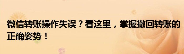 微信转账操作失误？看这里，掌握撤回转账的正确姿势！