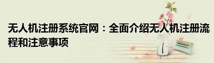 无人机注册系统官网：全面介绍无人机注册流程和注意事项
