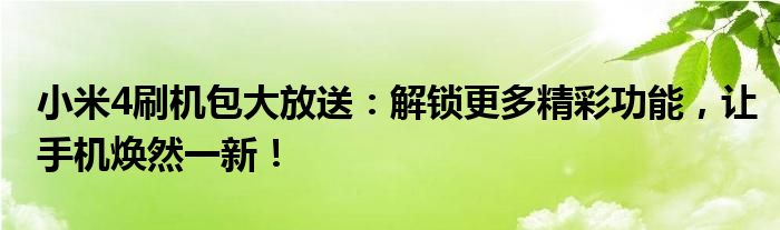 小米4刷机包大放送：解锁更多精彩功能，让手机焕然一新！