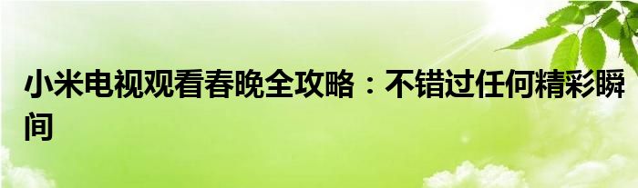 小米电视观看春晚全攻略：不错过任何精彩瞬间