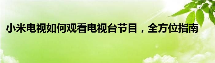 小米电视如何观看电视台节目，全方位指南