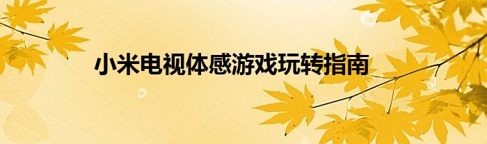 小米电视体感游戏玩转指南