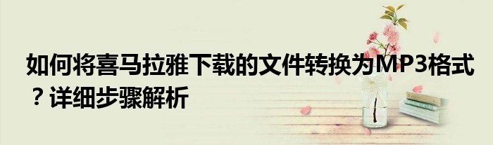 如何将喜马拉雅下载的文件转换为MP3格式？详细步骤解析