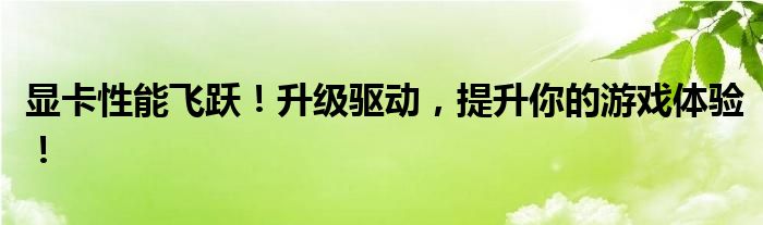 显卡性能飞跃！升级驱动，提升你的游戏体验！