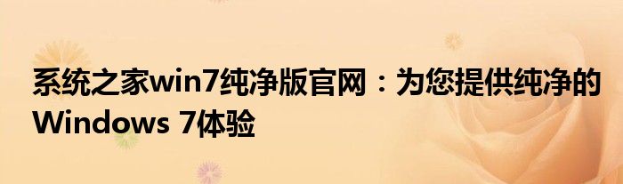 系统之家win7纯净版官网：为您提供纯净的Windows 7体验
