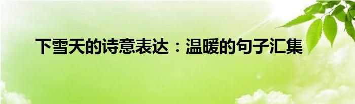 下雪天的诗意表达：温暖的句子汇集