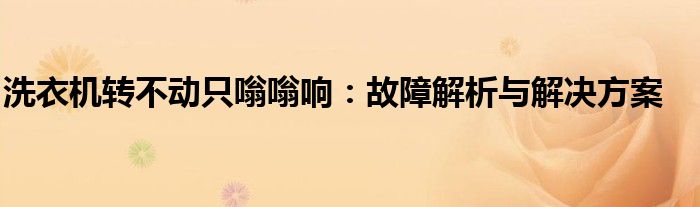 洗衣机转不动只嗡嗡响：故障解析与解决方案