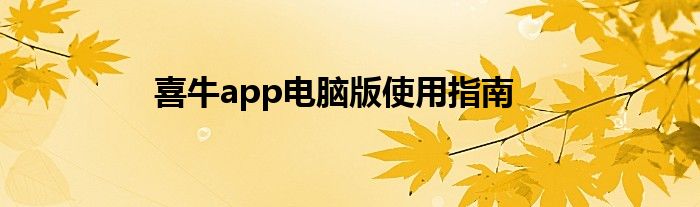 喜牛app电脑版使用指南